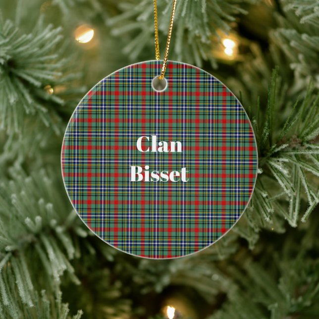 Clan Bisset Tartan Ceramic Ornament (Tree)