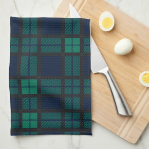 Clan Black Watch Plaid Blue Green Check Tartan Tea Towel