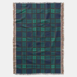 Clan Black Watch Tartan Plaid Blue Green Check Throw Blanket