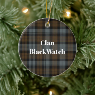Clan BlackWatch Weathered Tartan Ceramic Ornament