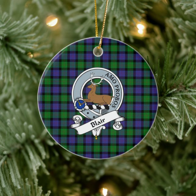 Clan Blair Badge Tartan Plaid Ceramic Ornament (Tree)