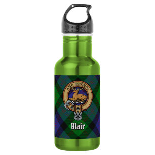 Clan Blair Crest over Tartan 532 Ml Water Bottle