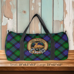 Clan Blair Crest over Tartan Duffle Bag