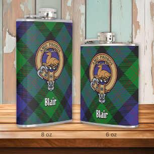 Clan Blair Crest over Tartan Hip Flask