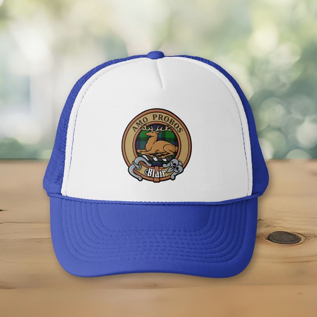 Clan Blair Crest over Tartan Trucker Hat (Creator Uploaded)