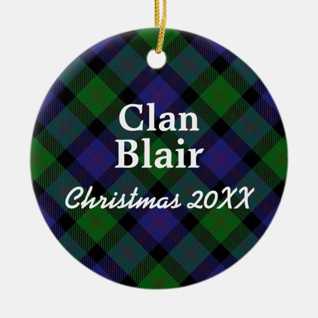 Clan Blair Scottish Tartan Ceramic Ornament (Front)