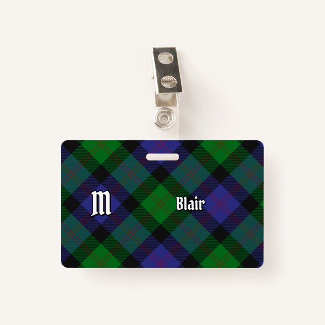 Clan Blair Tartan Badge ID Badge (Front with Clip)