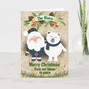 Clan Blair Tartan Plaid Christmas Holiday Card