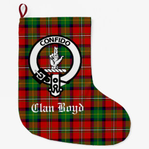Clan Boyd Crest and Tartan Customisable Large Christmas Stocking