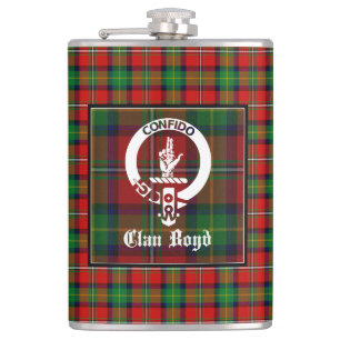 Clan Boyd Crest Badge & Tartan Hip Flask