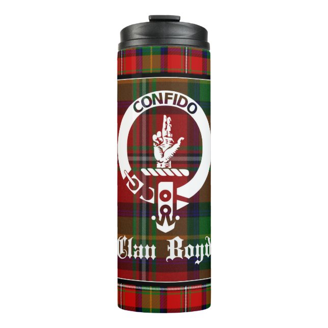 Clan Boyd Crest Badge & Tartan Thermal Tumbler (Front)