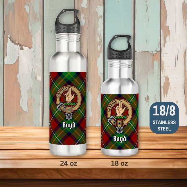 Clan Boyd Crest over Tartan 710 Ml Water Bottle (Creator Uploaded)