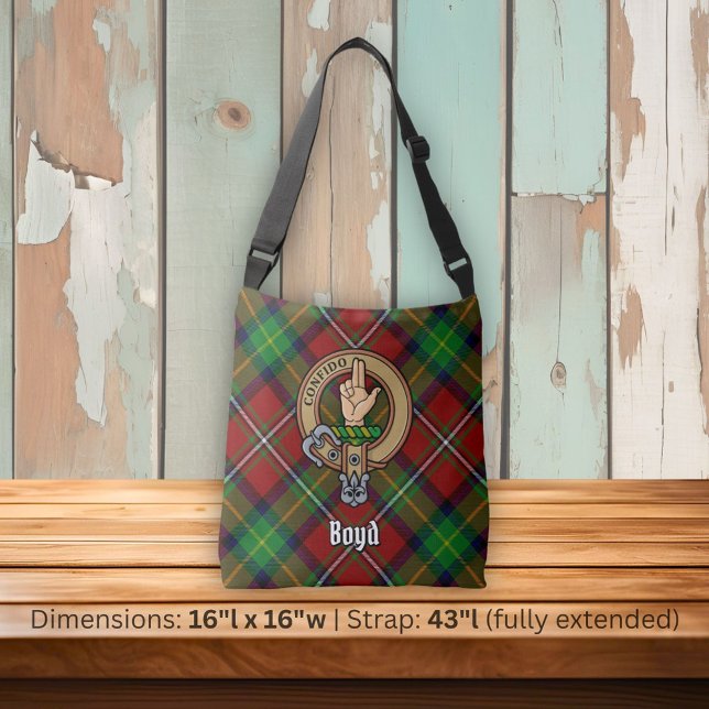 Clan Boyd Crest over Tartan Crossbody Bag (Creator Uploaded)
