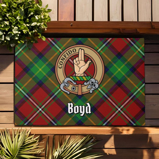 Clan Boyd Crest over Tartan Doormat (Creator Uploaded)