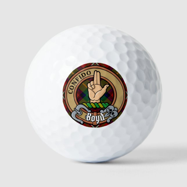 Clan Boyd Crest over Tartan Golf Balls (Front)