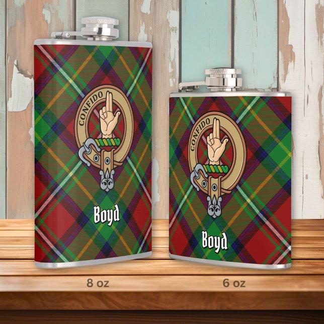 Clan Boyd Crest over Tartan Hip Flask (Creator Uploaded)