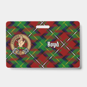 Clan Boyd Crest over Tartan ID Badge