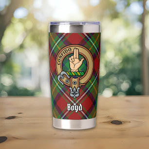 Clan Boyd Crest over Tartan Insulated Tumbler
