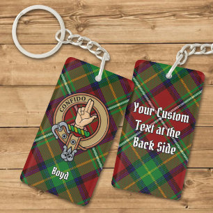 Clan Boyd Crest over Tartan Key Ring