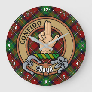 Clan Boyd Crest over Tartan Large Clock