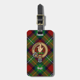 Clan Boyd Crest over Tartan Luggage Tag