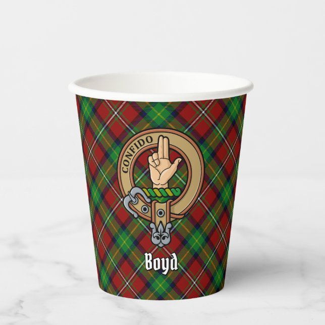 Clan Boyd Crest over Tartan Paper Cups (Front)