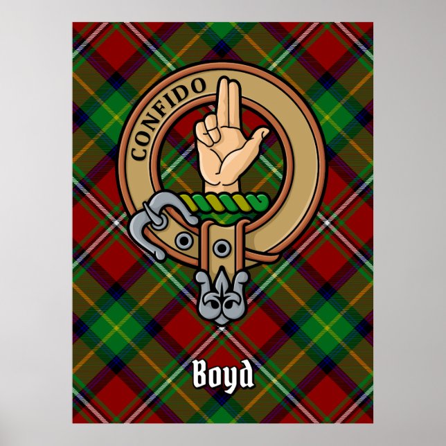 Clan Boyd Crest over Tartan Poster (Front)