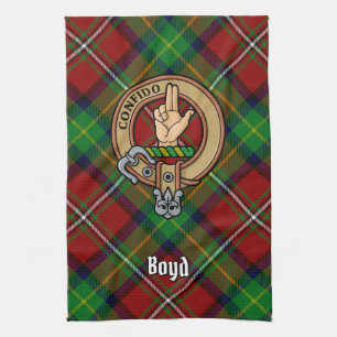 Clan Boyd Crest over Tartan Tea Towel