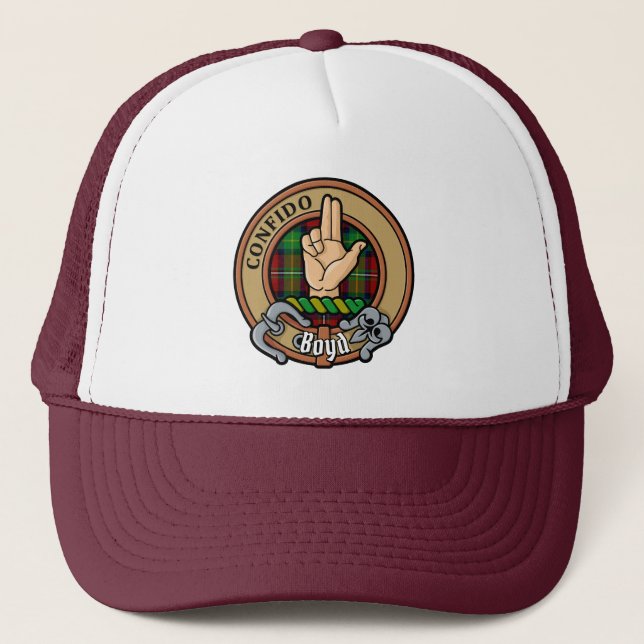 Clan Boyd Crest over Tartan Trucker Hat (Front)