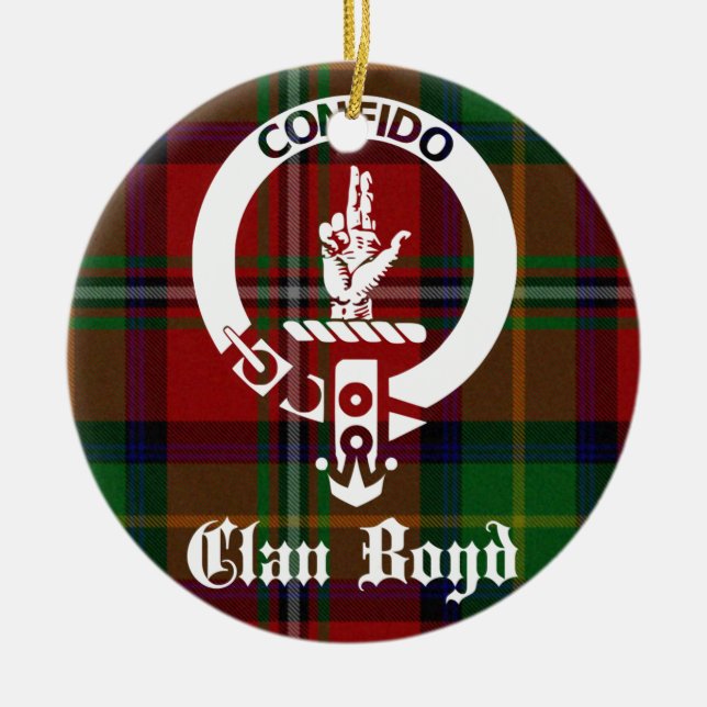 Clan Boyd Crest Tartan Ceramic Ornament (Front)