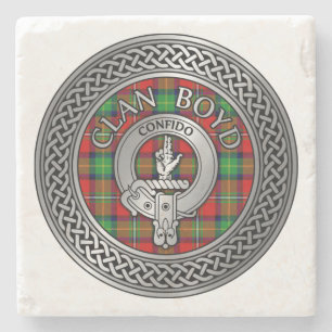 Clan Boyd Crest & Tartan Knot Stone Coaster