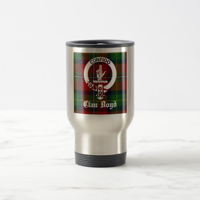 Clan Boyd Crest Tartan Travel Mug (Center)