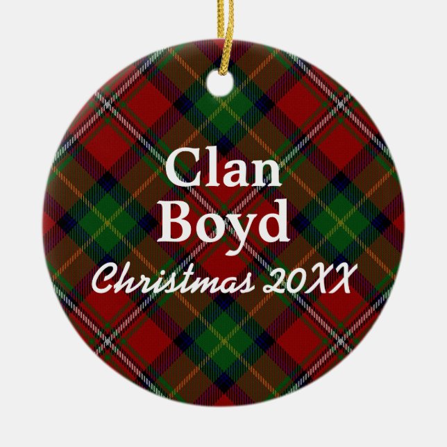 Clan Boyd Scottish Tartan Ceramic Ornament (Front)