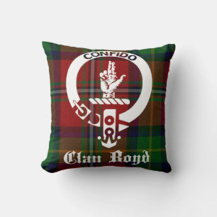 Clan Boyd Tartan and Crest Throw Pillow