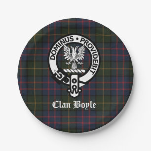 Clan Boyle Crest Badge and Tartan Paper Plate