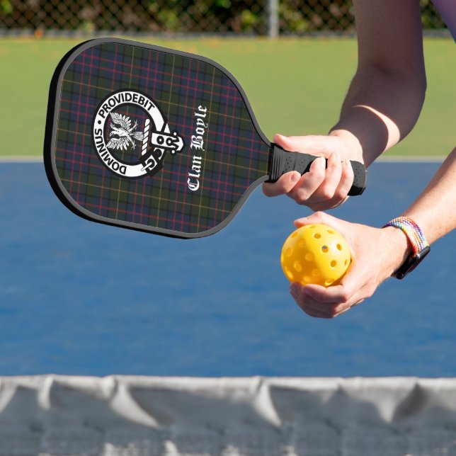 Clan Boyle Crest Badge & Tartan  Pickleball Paddle (Insitu)