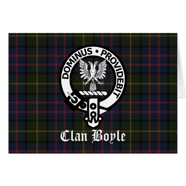 Clan Boyle Crest & Tartan Greeting Card (Front Horizontal)