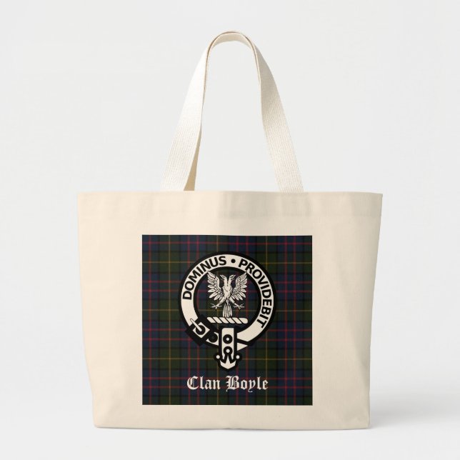 Clan Boyle Crest & Tartan Large Tote Bag (Front)