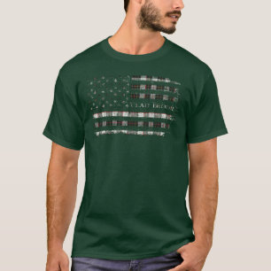 Clan Brodie black & white Scottish tartan US flag T-Shirt