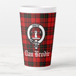 Clan Brodie Crest Badge and Tartan Latte Mug