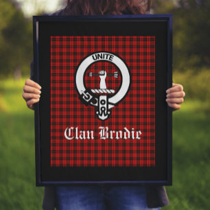 Clan Brodie Crest Badge and Tartan  Poster