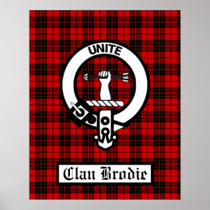 Clan Brodie Crest Badge & Tartan Poster