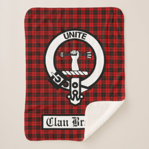 Clan Brodie Crest Badge & Tartan Sherpa Blanket