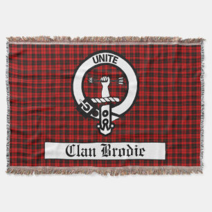 Clan Brodie Crest Badge & Tartan Throw Blanket