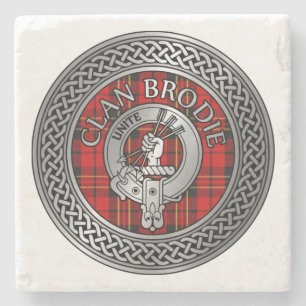 Clan Brodie Crest & Tartan Knot Stone Coaster