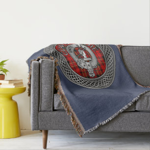 Clan Brodie Crest & Tartan Knot Throw Blanket
