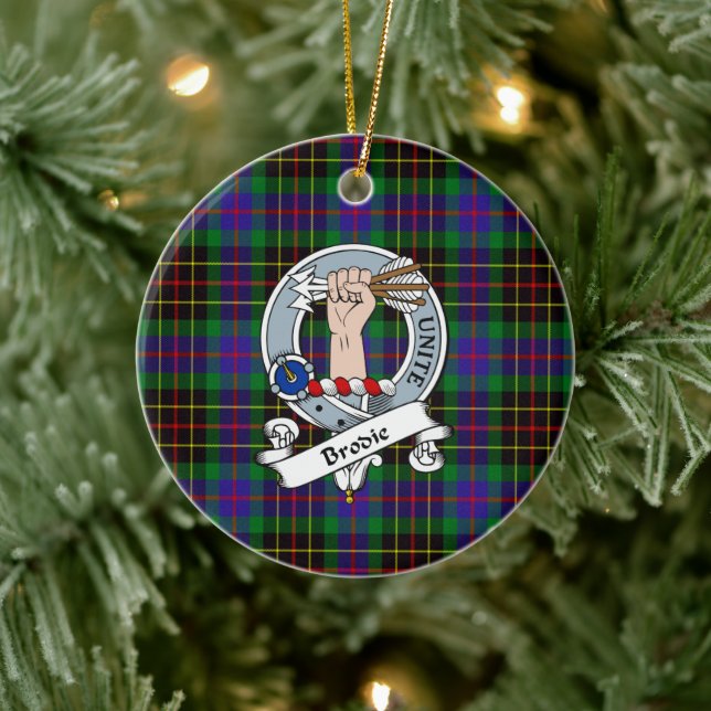 Clan Brodie Hunting Badge Tartan Plaid Ceramic Ornament (Tree)