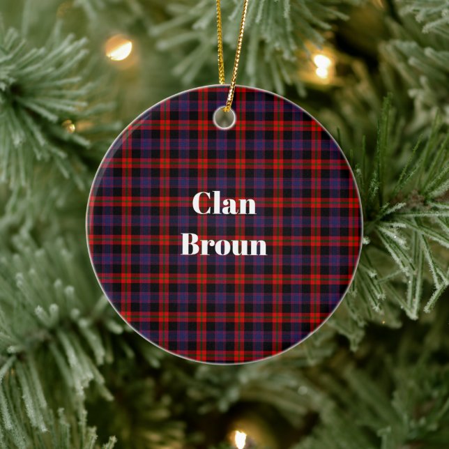 Clan Broun Modern Tartan Ceramic Ornament (Tree)