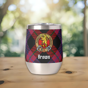 Clan Brown Crest over Tartan