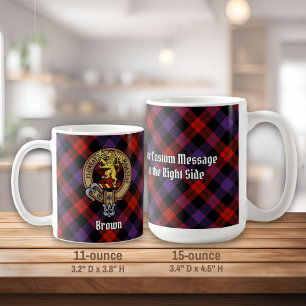 Clan Brown Crest over Tartan Coffee Mug